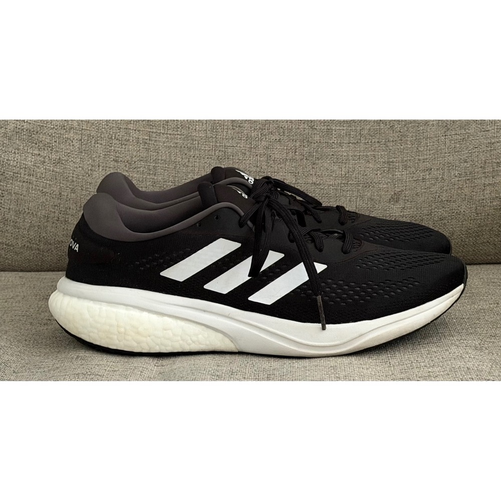 Adidas Supernova+ Mens sz 12 Running Shoes Black White Sport Core